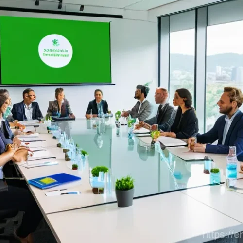 Home 20 환경경영 실무 사례 분석 - **Prompt 1: Collaborative Sustainability Workshop**
A vibrant, modern workshop scene. Diverse gr...