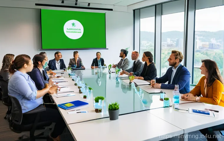 환경경영 실무 사례 분석 - **Prompt 1: Collaborative Sustainability Workshop**
A vibrant, modern workshop scene. Diverse gr...