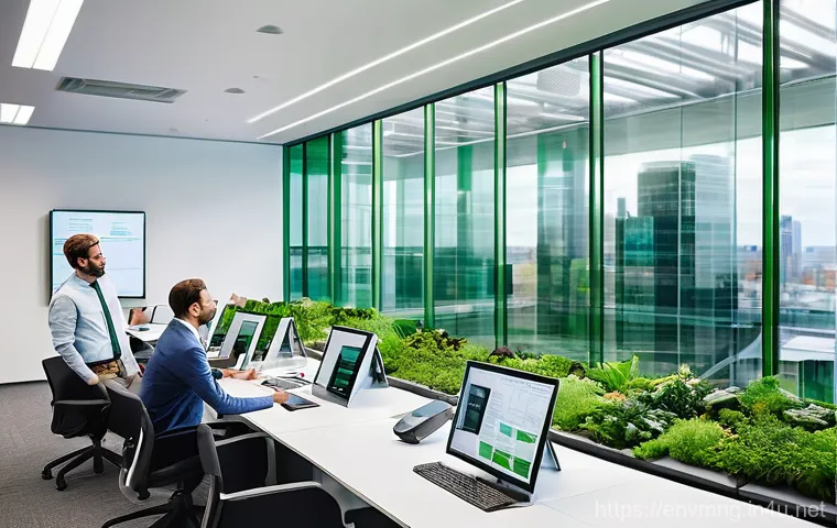 환경경영 전문가로서의 경력 개발 - **Prompt 1: The Green Future of Business**
A vibrant and modern office environment bathed in nat...