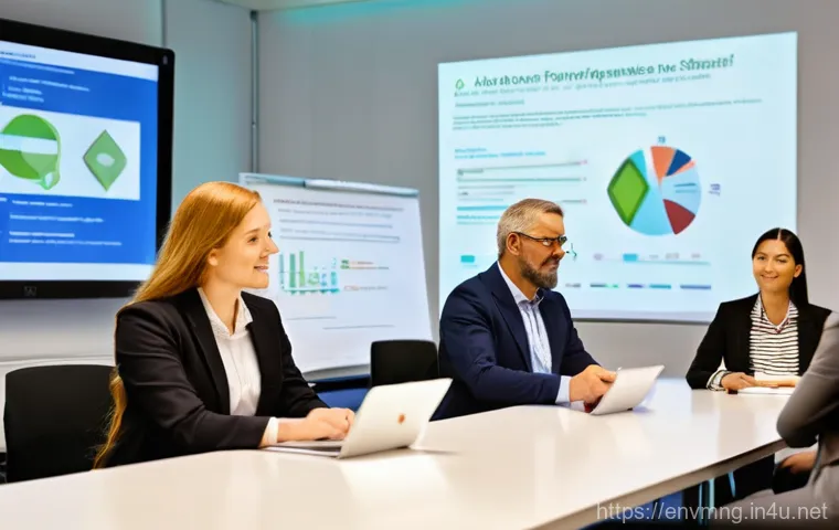 환경경영 실무 교육 - **Prompt:** A confident female executive in her late 30s, dressed in a sharp blazer and blouse, stan... 환경경영 실무 교육 - **Prompt:** A confident female executive in her late 30s, dressed in a sharp blazer and blouse, stan...